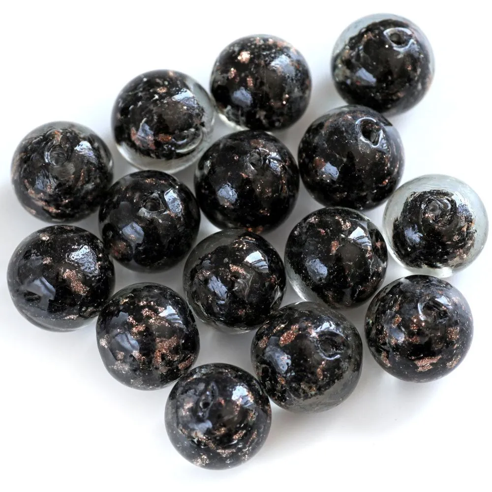 бусина, лэмпворк "росинки", стекло, цвет черный, 20x19 мм