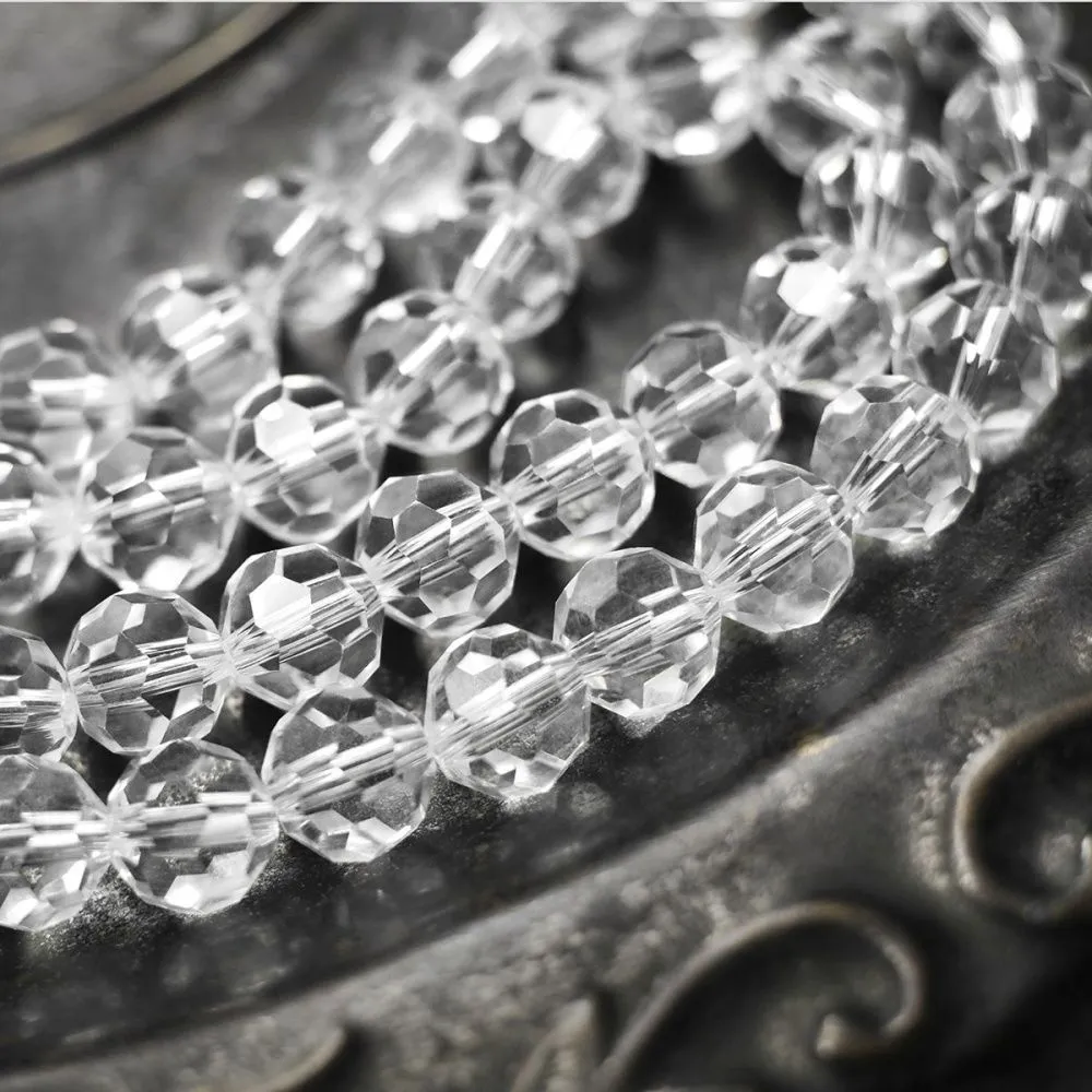 бусина, стекло 10, граненая, цвет прозрачный, 10 мм