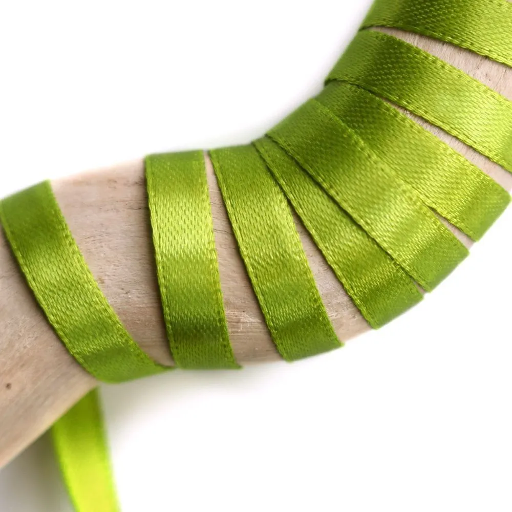 лента, атлас, цвет оливковый, ширина 6 мм ленты