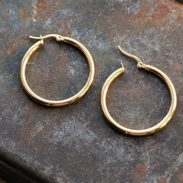 швензы "раунд", сталь гипоаллергенная, цвет золото, 36x3 мм