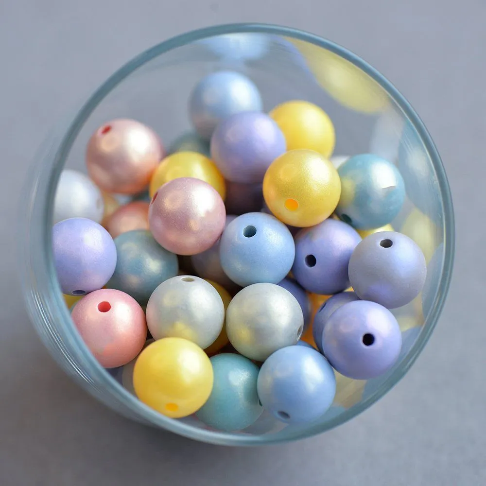 бусина, имитация жемчуга "пудра", акрил, цветовой микс, 16 мм