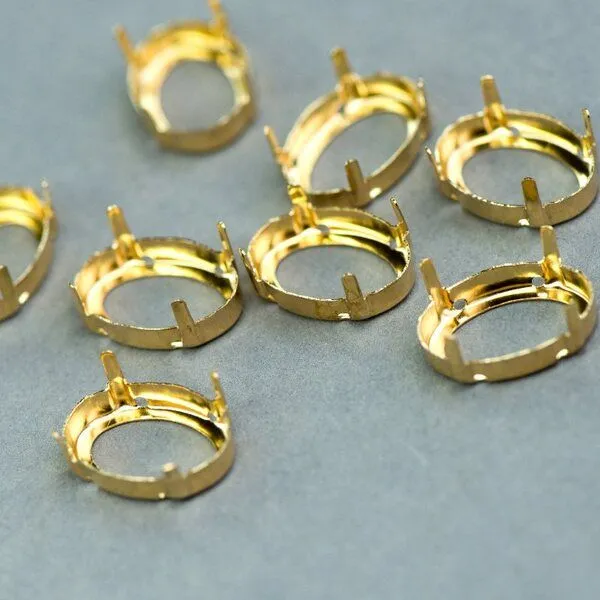 цапы для стразов овальные, открытые, цвет золото, 18х13 мм