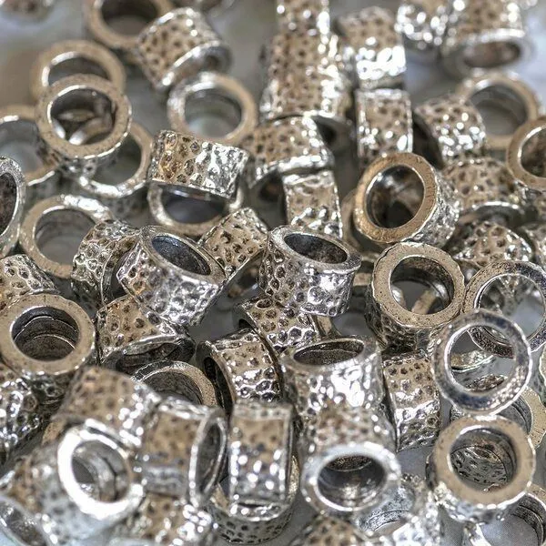 ес бусина металл "мосс", цвет античное серебро, 9.5х5 мм