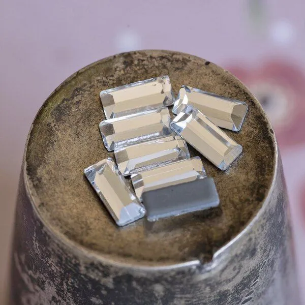 стразы термоклеевые горячей фиксации baguette, cristal, 7х3 мм