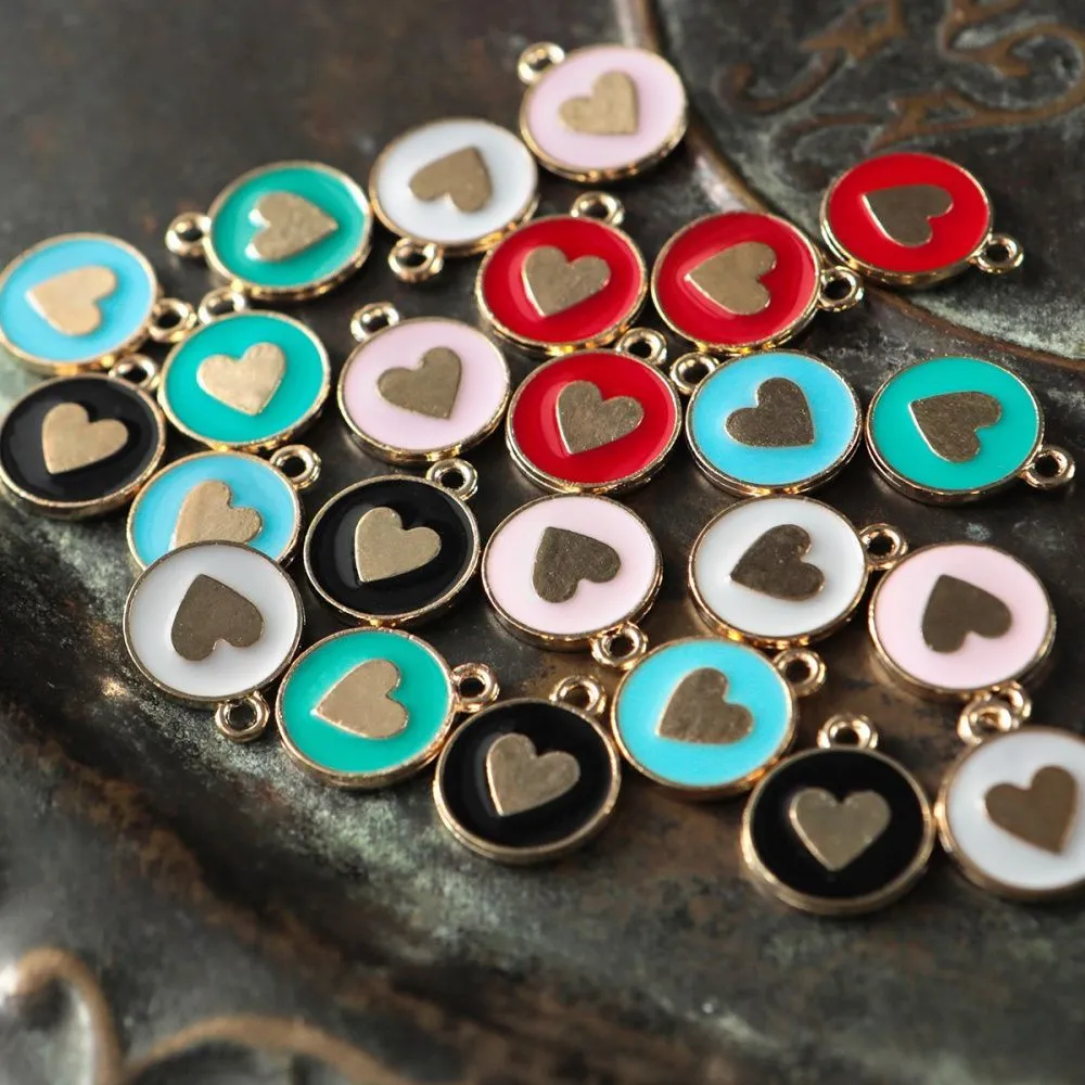 подвеска металлическая "бланк-харт", эмаль, цветовой микс, 16x13x2 мм