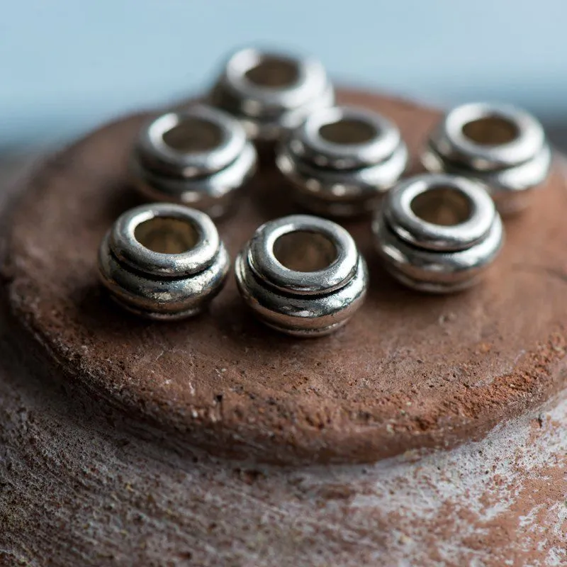 ес бусина металл "ролл", цвет античное серебро, 10х5.5 мм