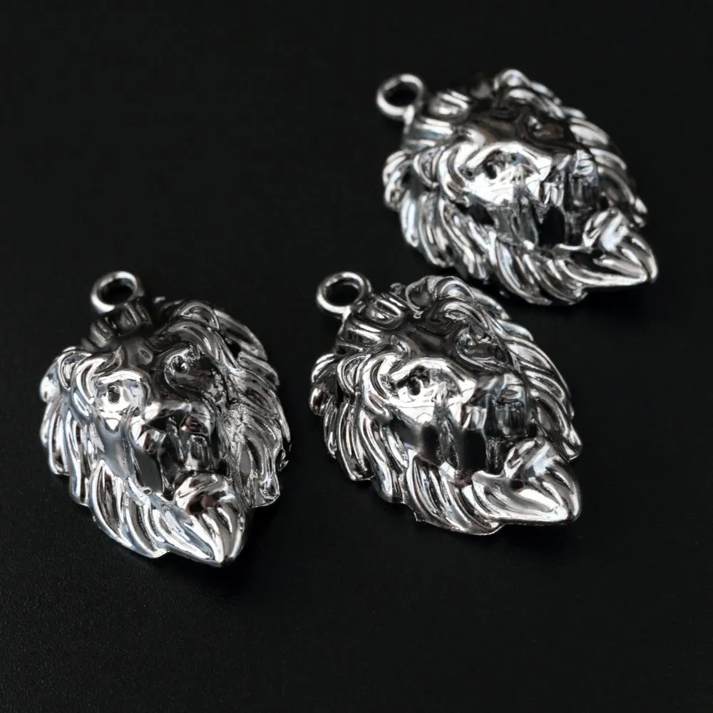 подвеска металл "лев", цвет античное серебро, 44x28x16.5 мм