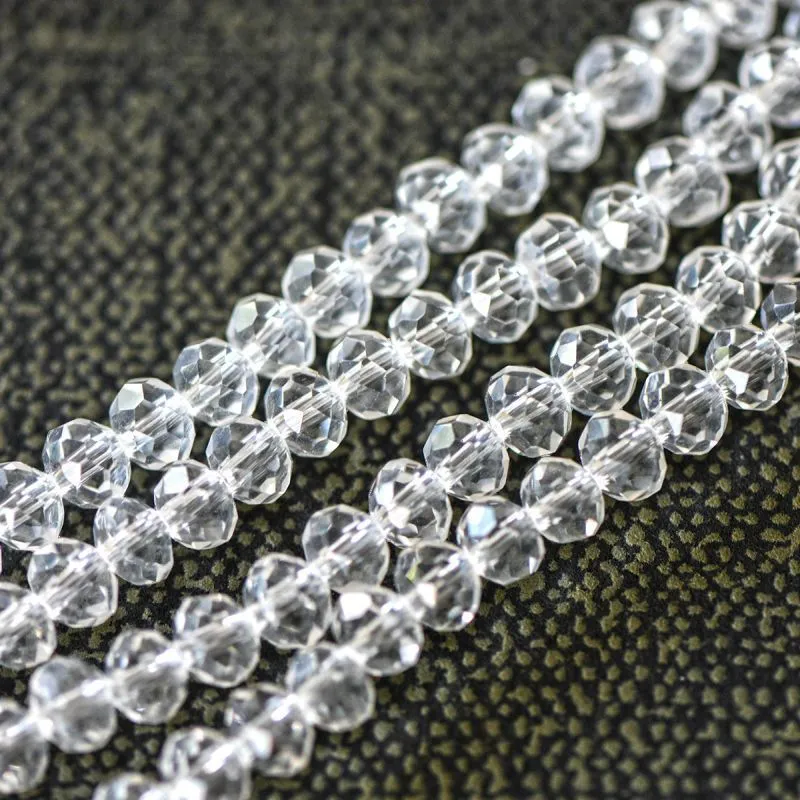 бусина, стекло абакус 6, граненая, цвет прозрачный, 6х4 мм