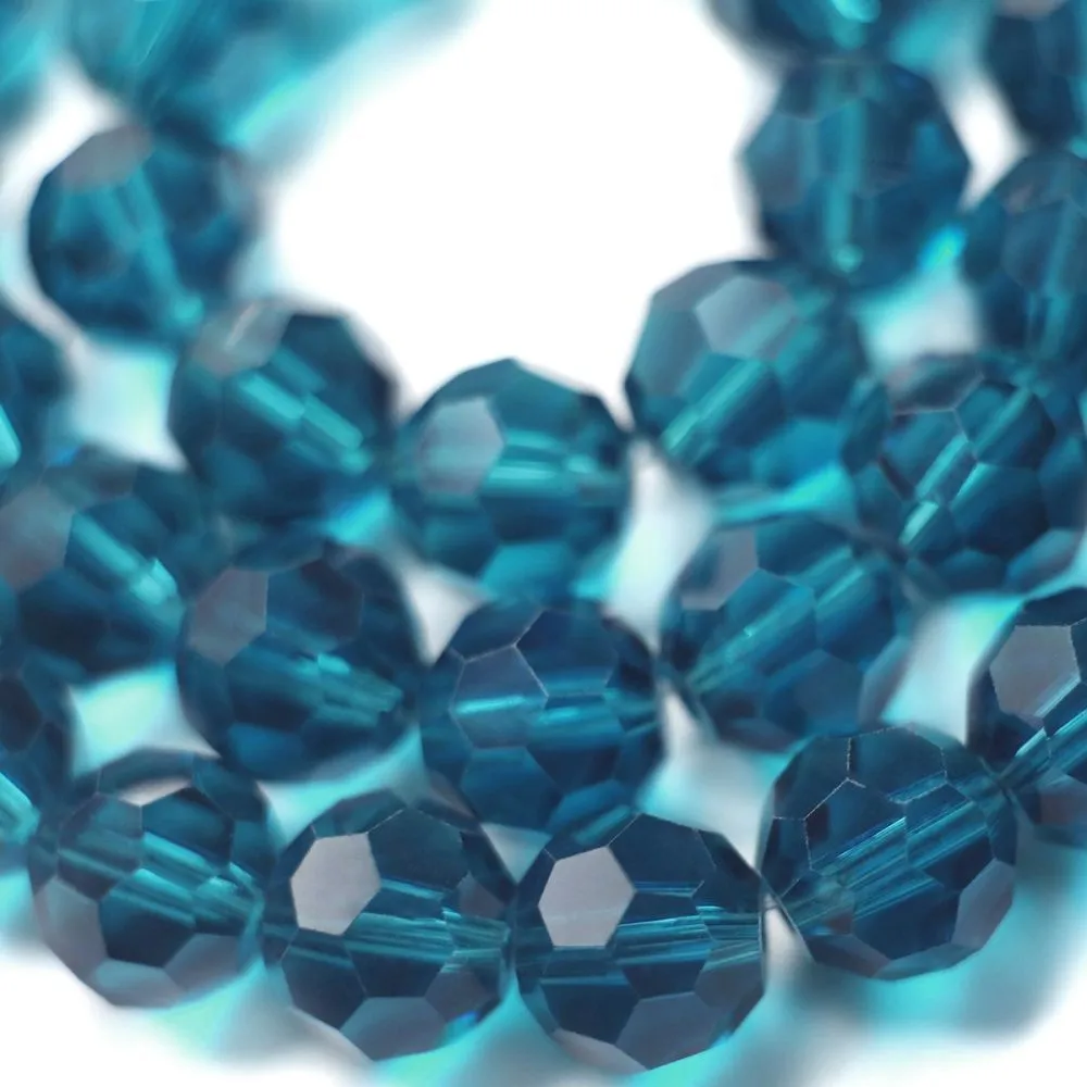 бусина, стекло 10, граненая, цвет циан, 10 мм