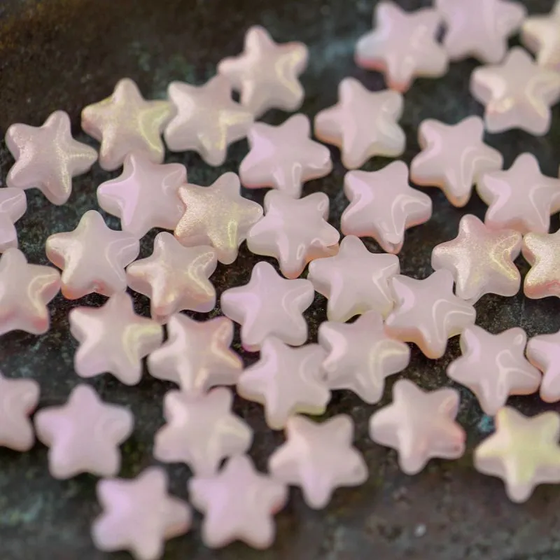 бусина "звездочка", стекло, цвет розовый матовый, 8x8.5x4 мм