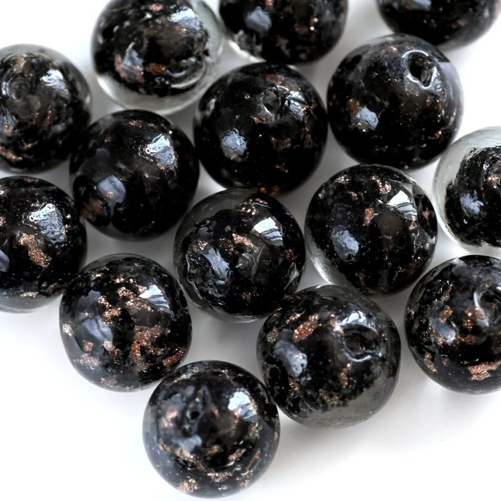 бусина, лэмпворк "росинки", стекло, цвет черный, 20x19 мм