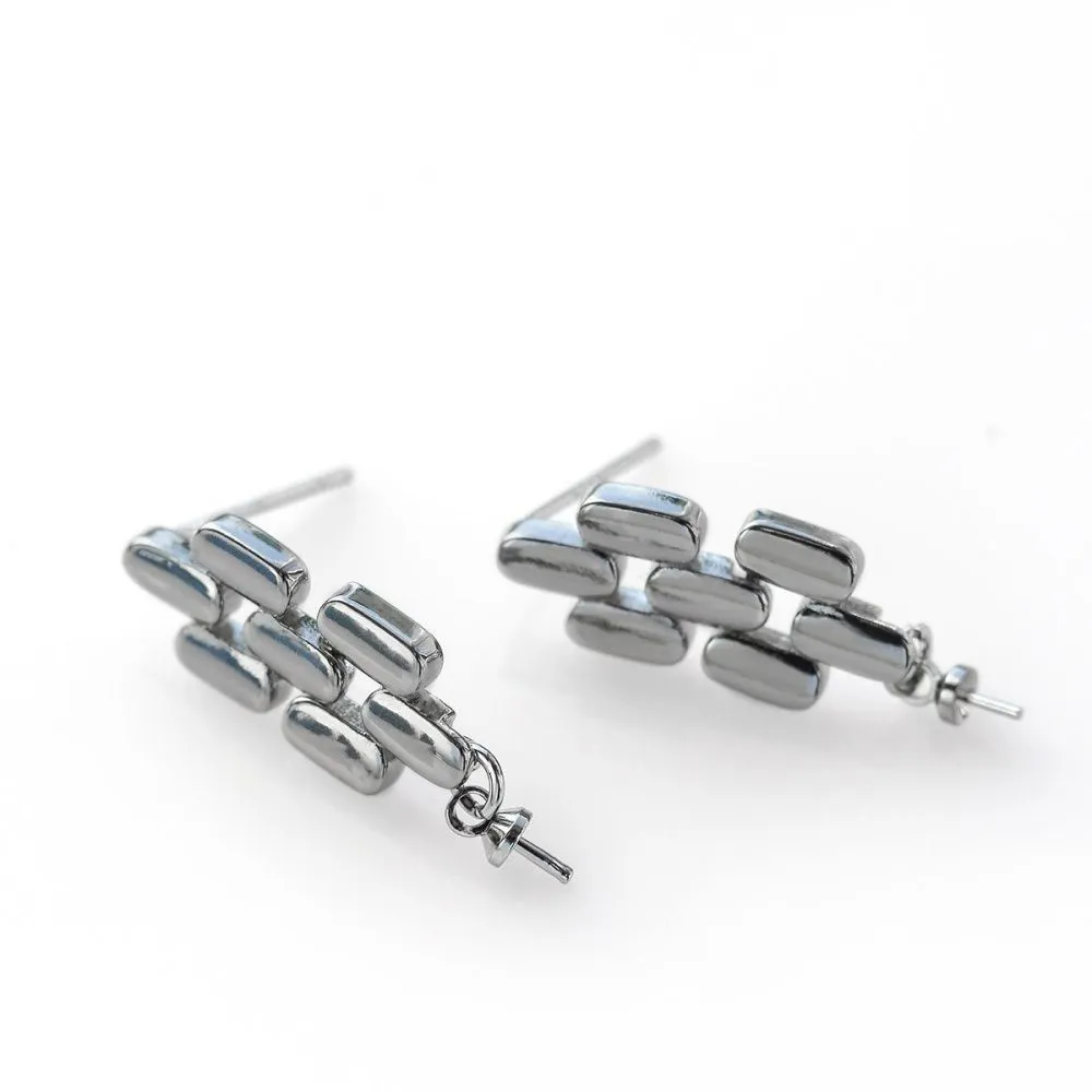 пуссеты "монга", цвет платина, 28x9 мм