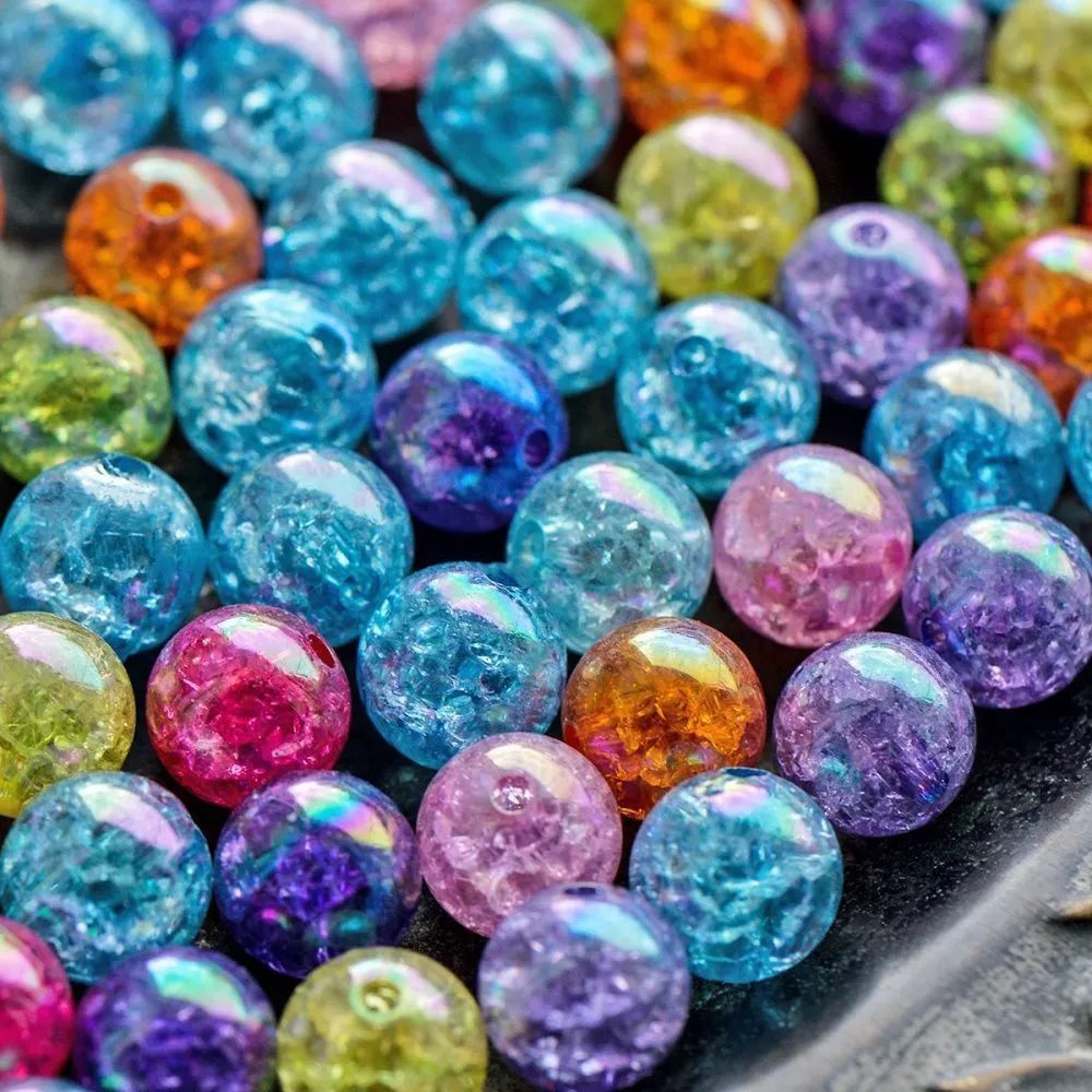 бусина, акрил "кракле", цветовой микс ab, 12 мм