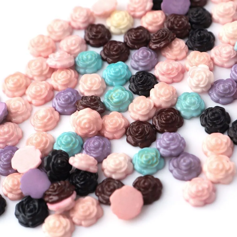 кабошон акриловый "розочка", цветовой микс, 10 мм