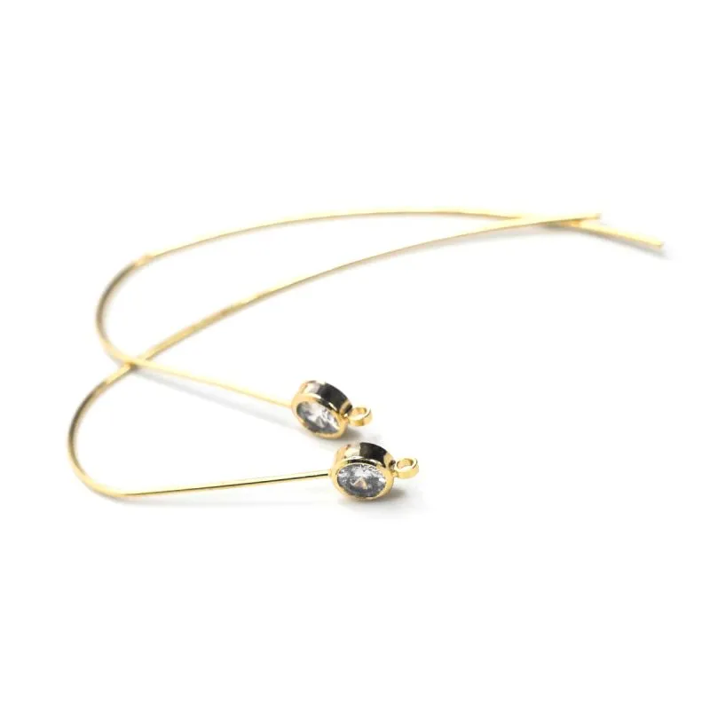 швензы "лакрима", с цирконием, позолота, 49x5 мм 