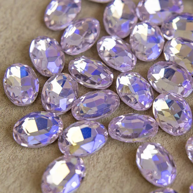 кабошон стекло кристалл, овальный, цвет lt.pink ab, 14х10 мм