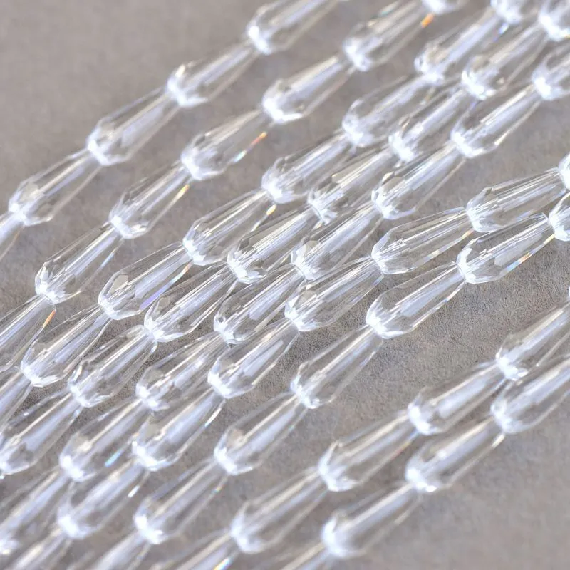 бусина "капля", граненая, стекло, цвет прозрачный, 10х4 мм