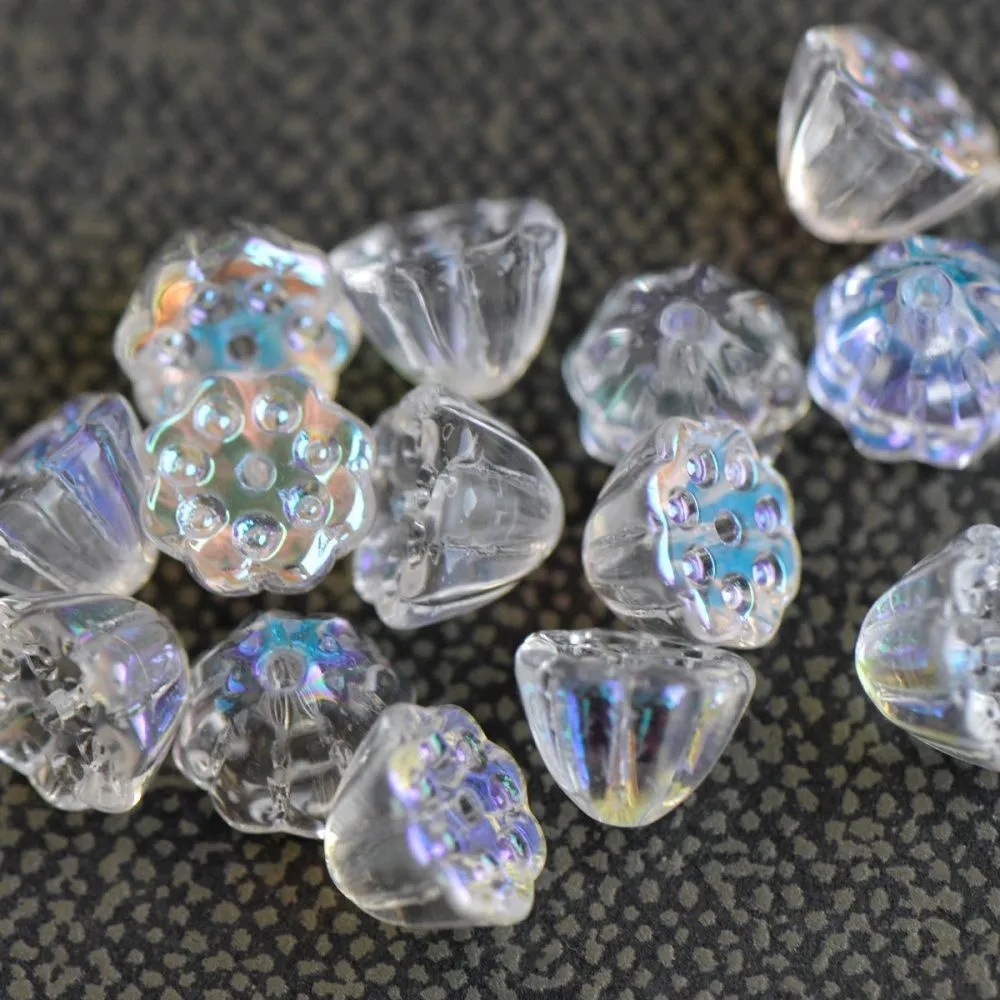 бусина "лотос", стекло, цвет прозрачный ав, 11x10.5x8 мм