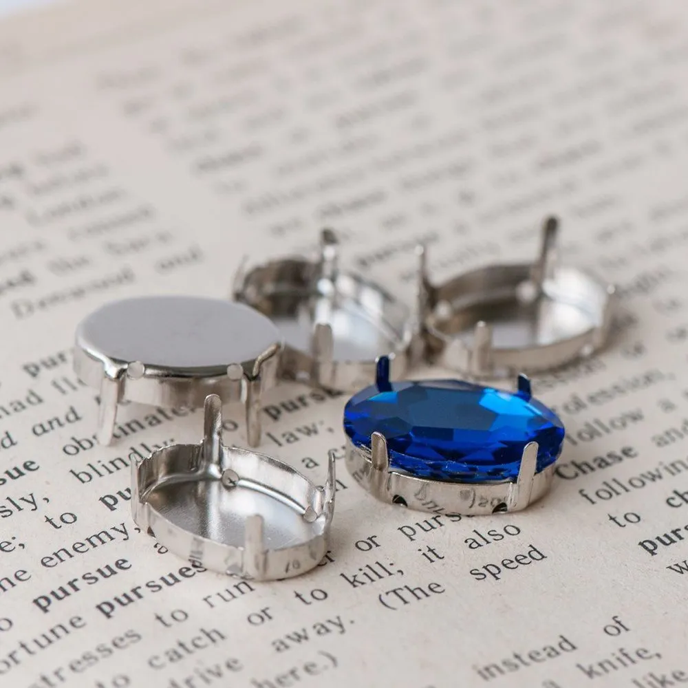 цапы для стразов овальные, закрытые, цвет платина, 16х13 мм