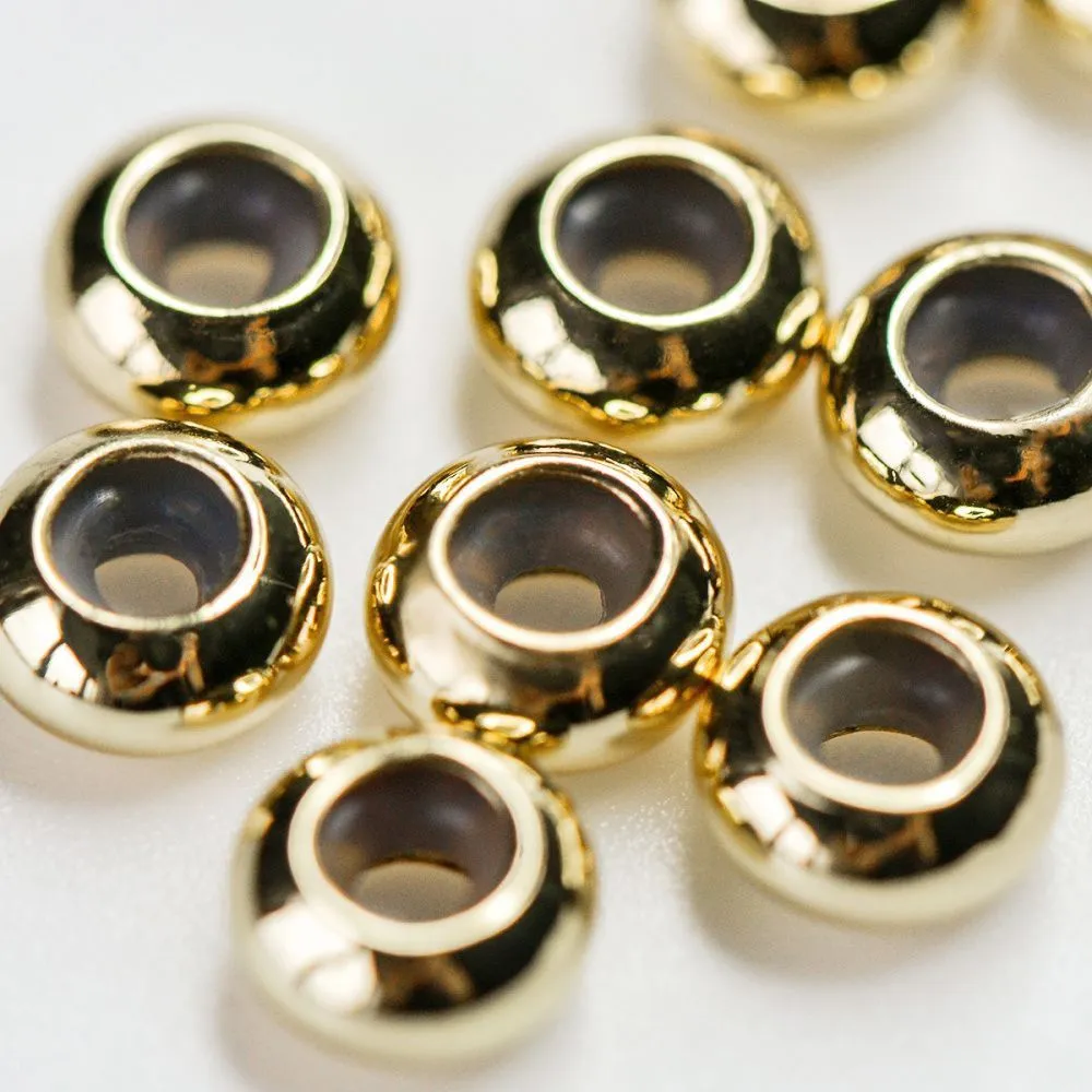 бусина-стоппер, металл/пластик "рондель", позолота, 7x3.5 мм