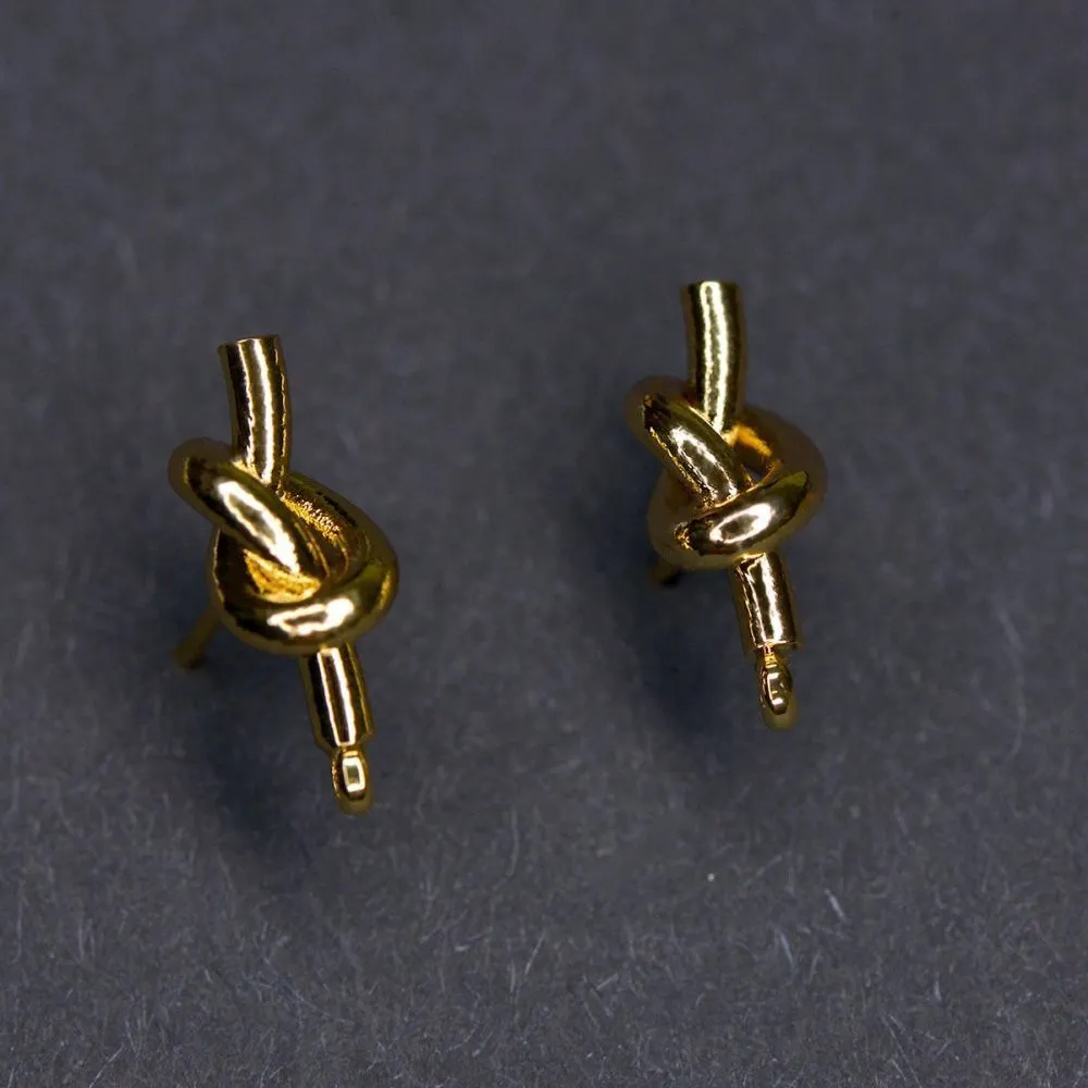 пуссеты "узел", позолоченные, 15x6 мм