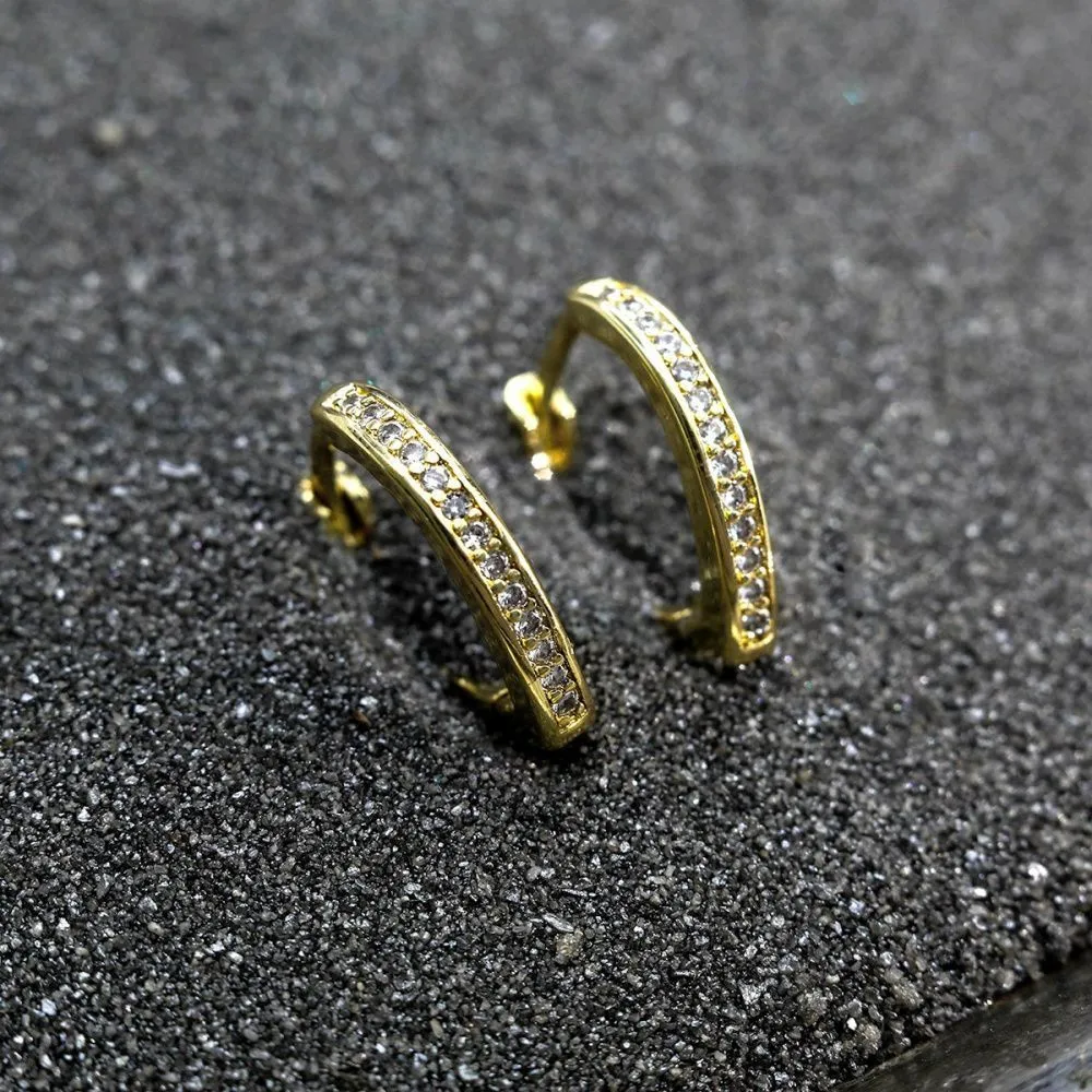 швензы "версо", с цирконием, позолоченные, 16x14x2.5 мм 