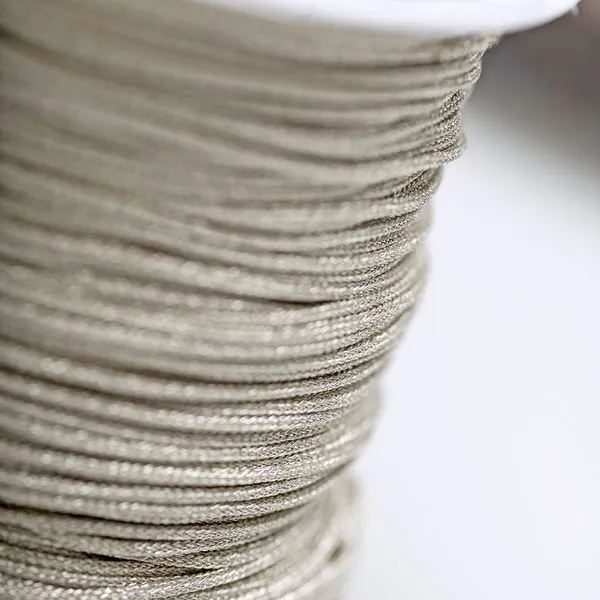 шнур нейлоновый, металлик, цвет серебро, 1 мм