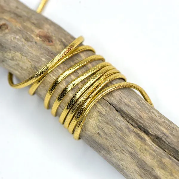 шнур, имитация кожи, плоский, цвет ярко-золотой, 2х1 мм