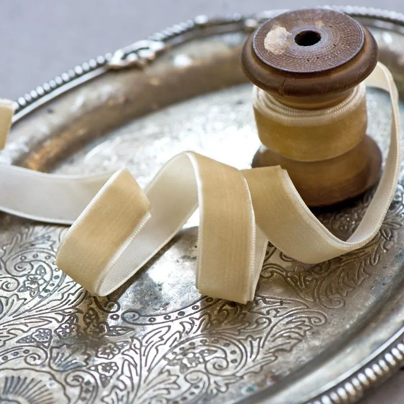 лента, бархат, цвет песочный, ширина 15.9 мм ленты