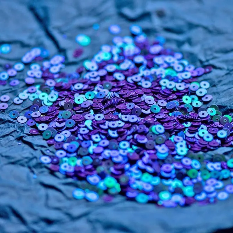 пайетки плоские, фиолетовый радужный, 4 мм