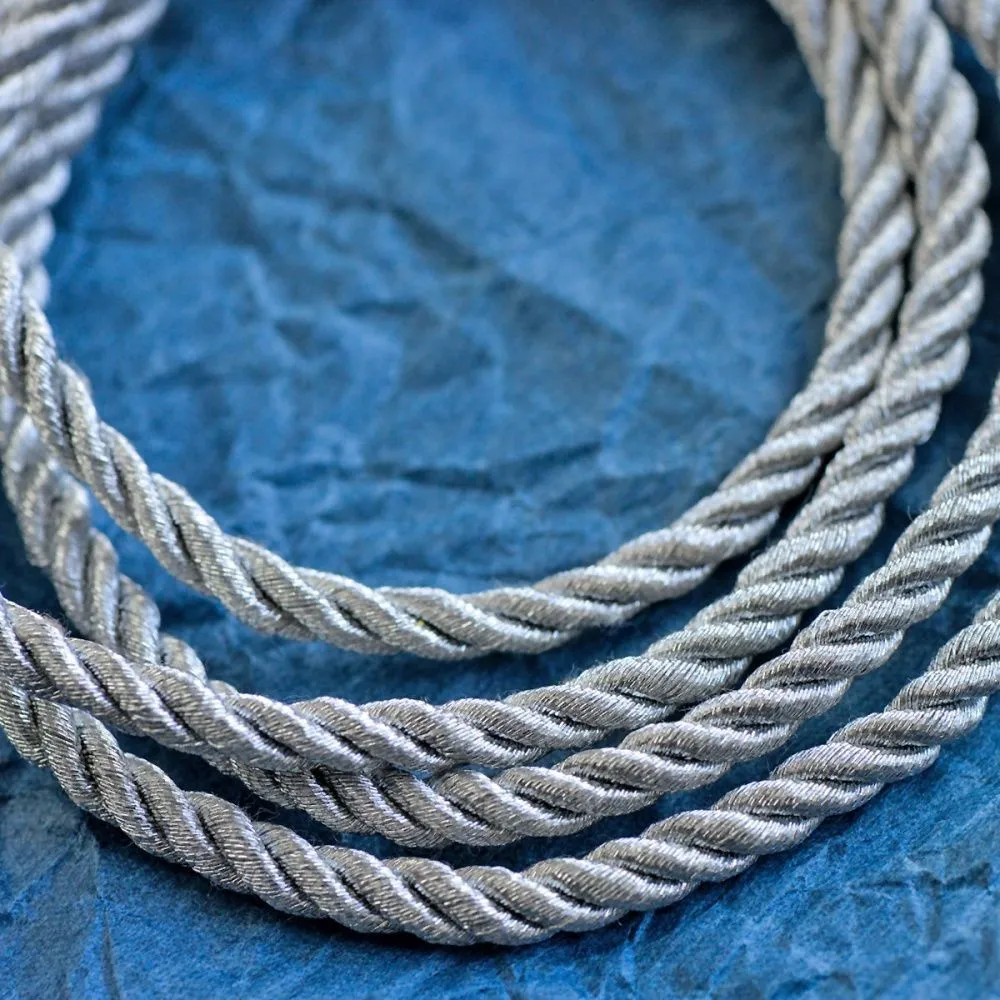 шнур витой, металлик, цвет серебряный 3 мм