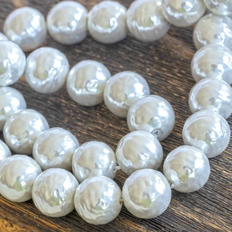 ракушечный жемчуг круглый, "мокрый", цвет белый, 12 мм