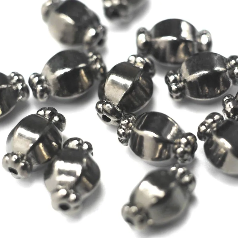 бусина, металл "бонбон", цвет черный, 10х7 мм