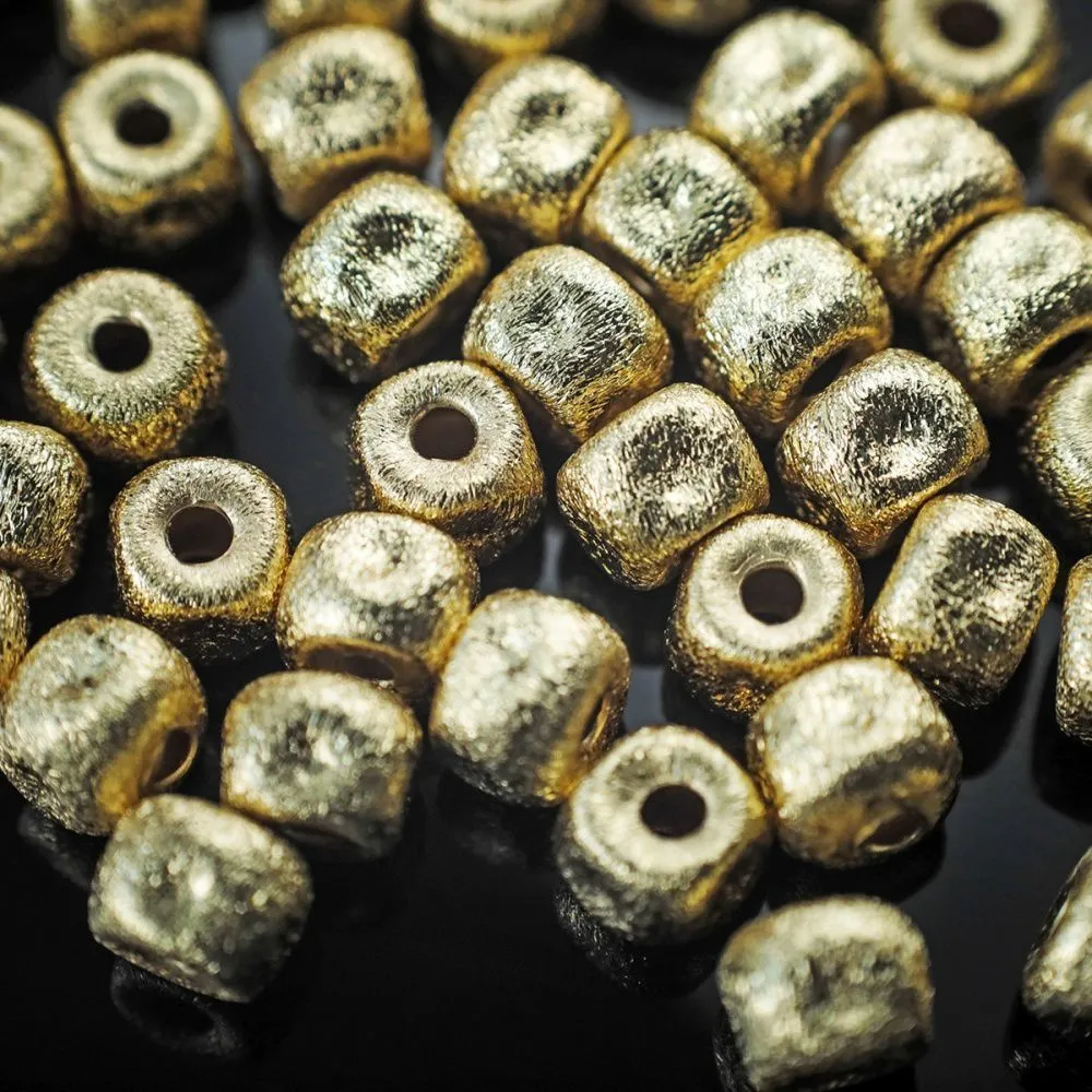 бусина, металл "текстура", позолота, 5.5x4.5 мм