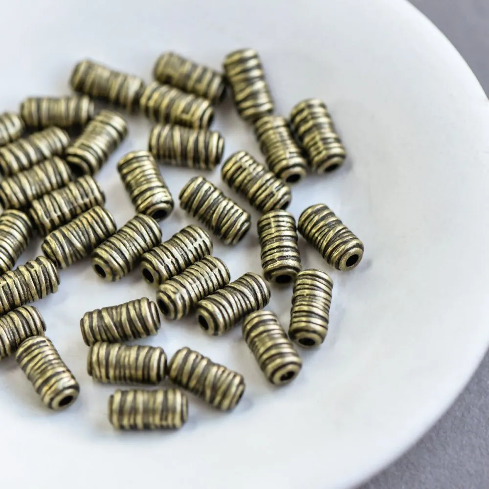 бусина, металл "серпантин", цвет античная бронза, 11х6 мм