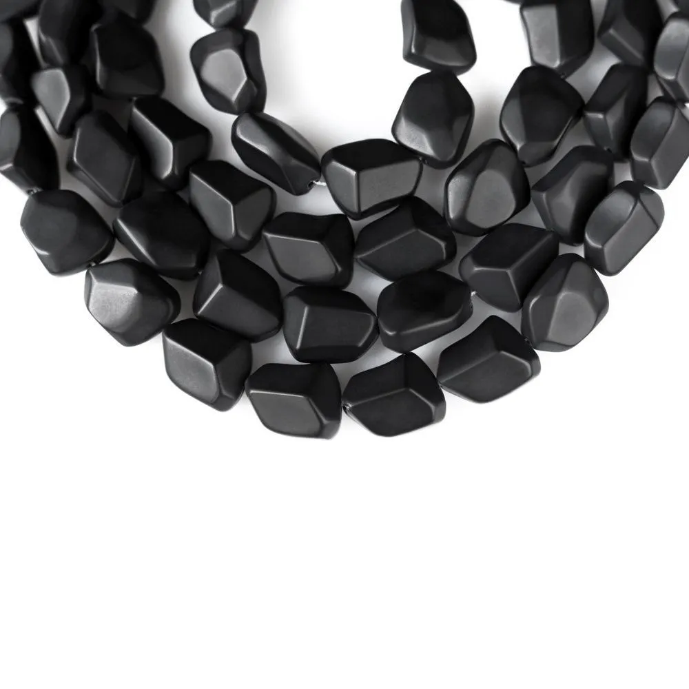 бусина, стекло "нагет", матовая, цвет черный, 15x12x9.5 мм