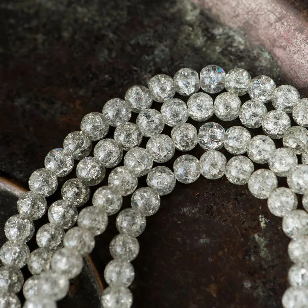 бусина, стекло "кракле", цвет светло-серый, 6 мм