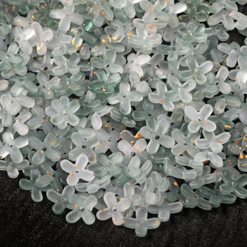 бусина, акрил "клематис", матовая, цвет полынный, 11.5x11.5x3 мм