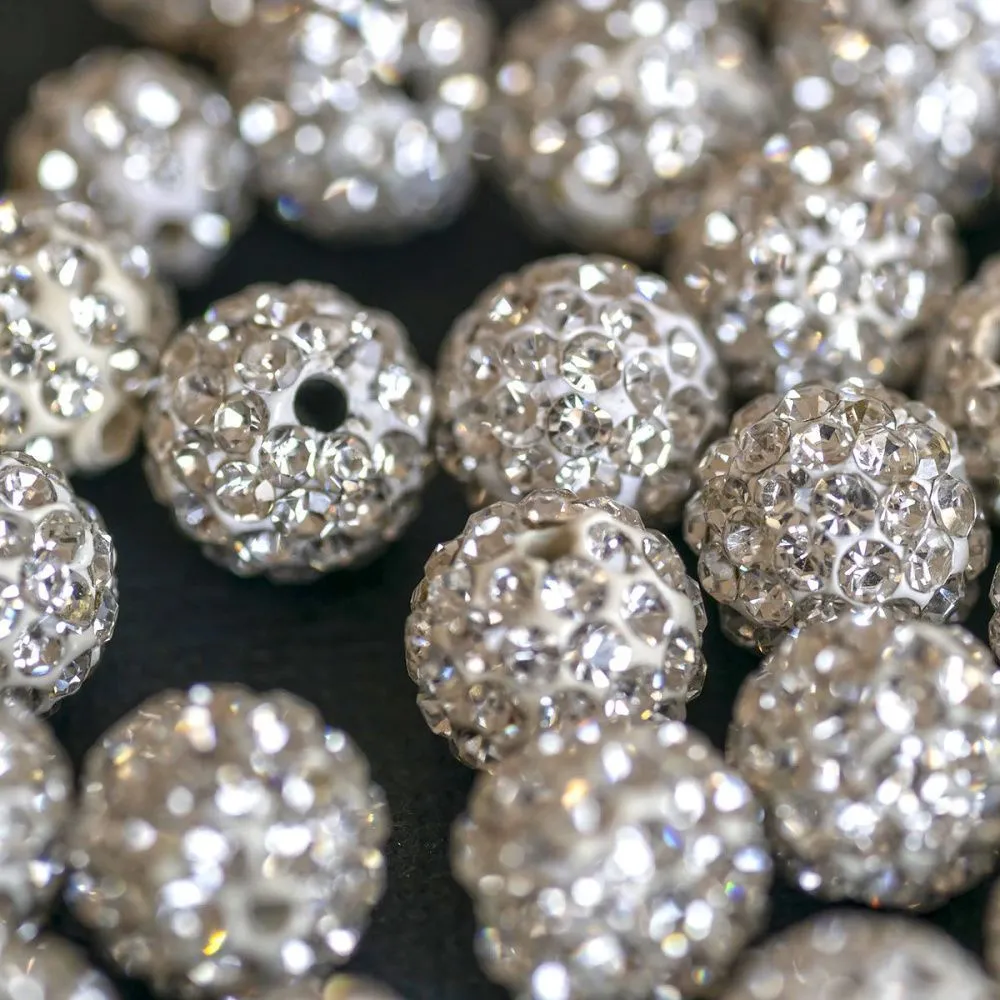 бусина "шамбала" 10, цвет белый, 10 мм