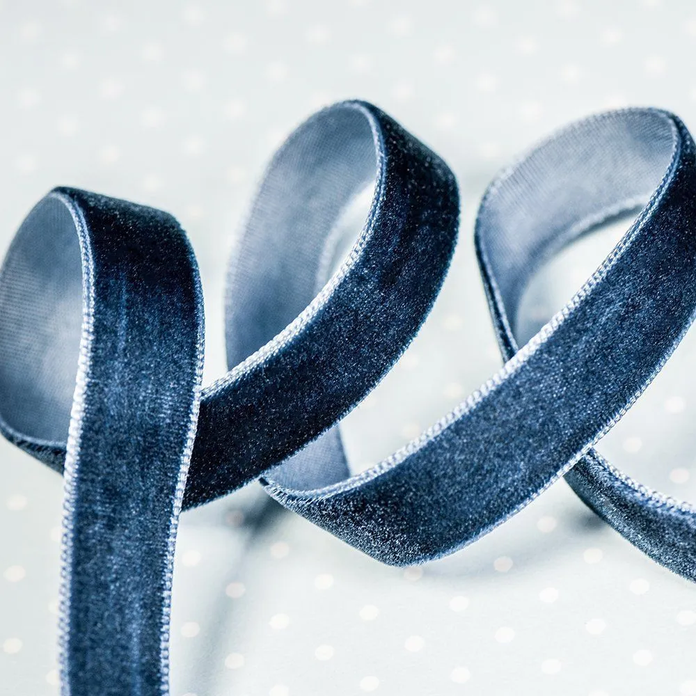 лента, бархат, цвет прусский  синий, ширина 12.7 мм ленты