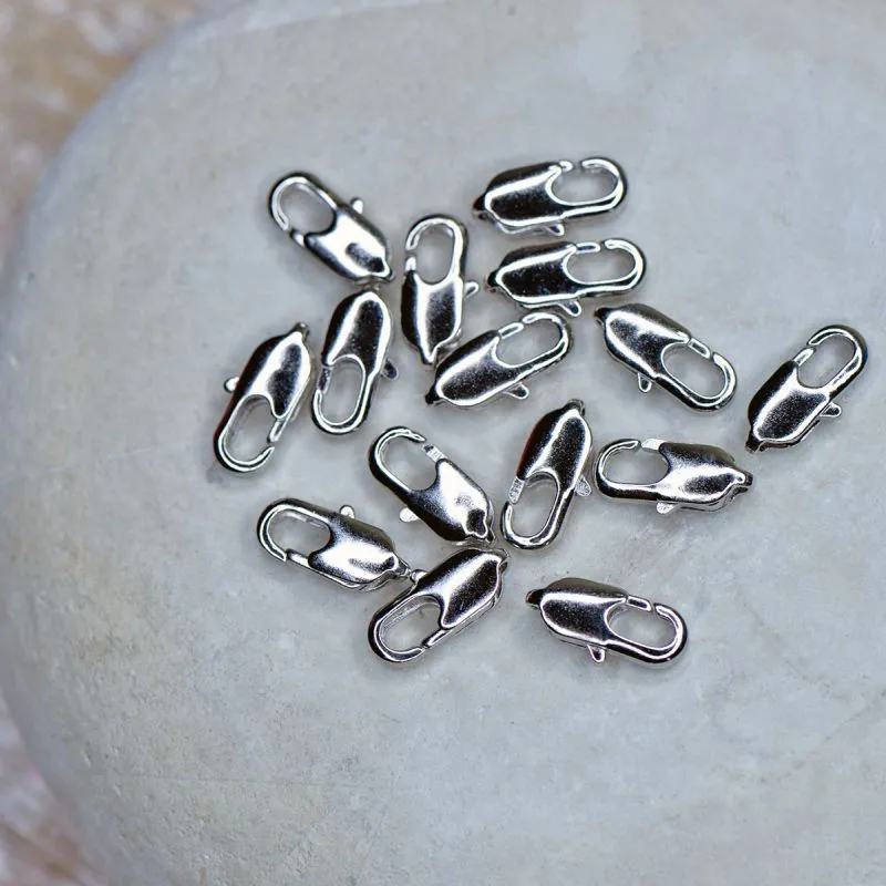 Замочки замочек-лобстер прямоугольный, цвет платина, 12x4.5 мм