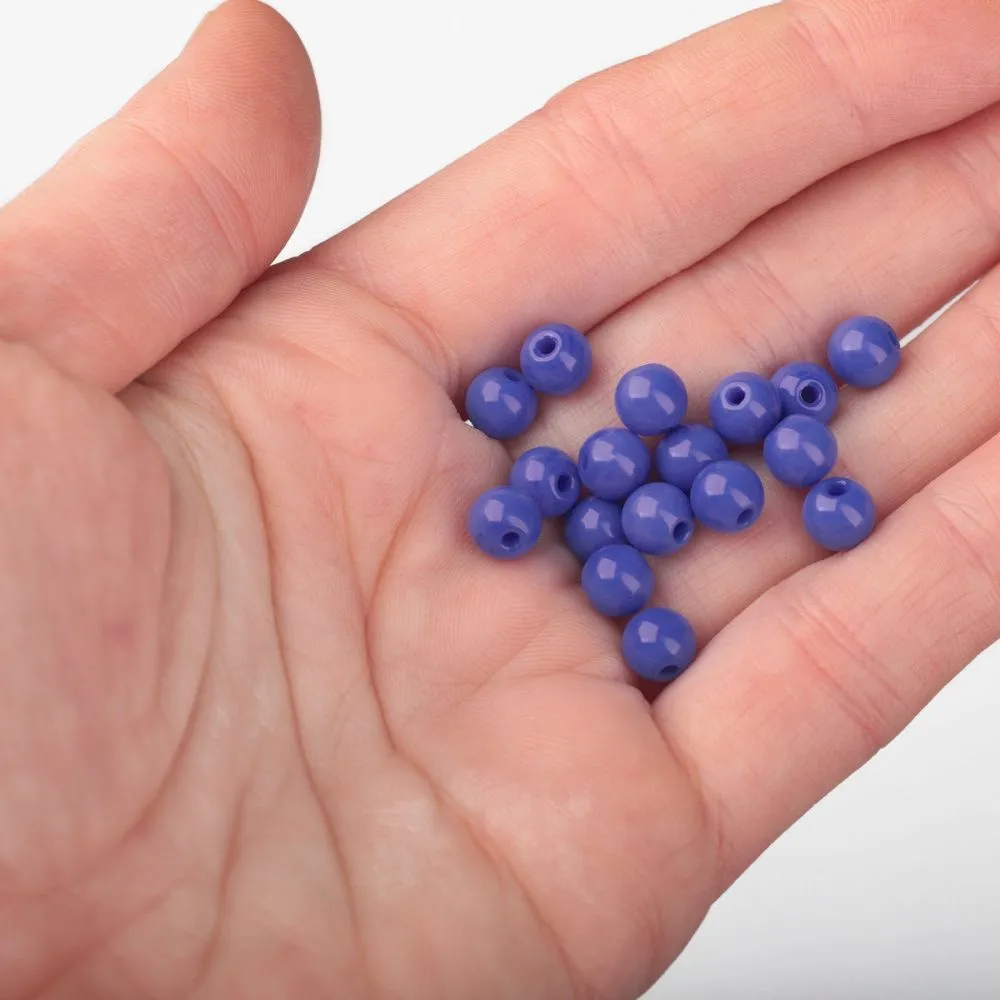 бусина, стекло 6, цвет васильковый, 6 мм