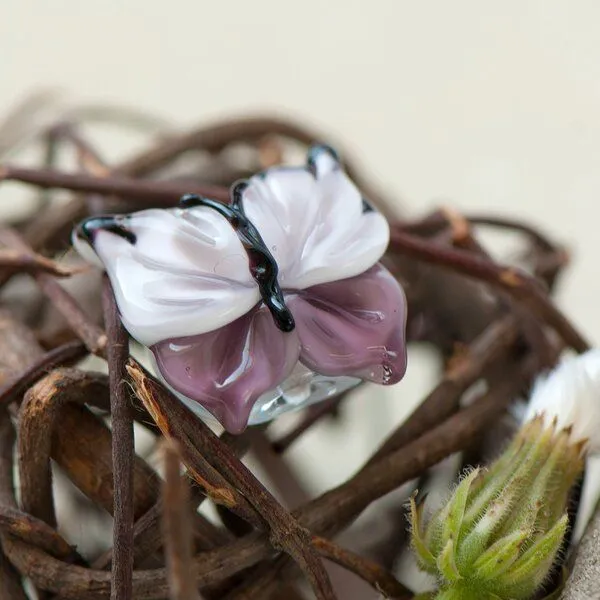 бусина, мурано "бабочка", фигурная, светло-сиреневый, 20х20 мм