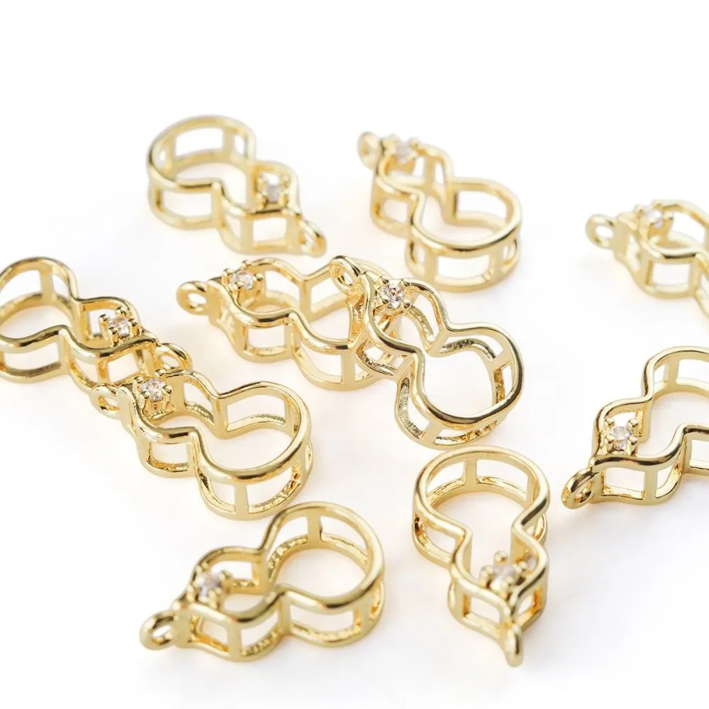 подвеска металл "матрешка", позолота/циркон, 17x9x5.5 мм