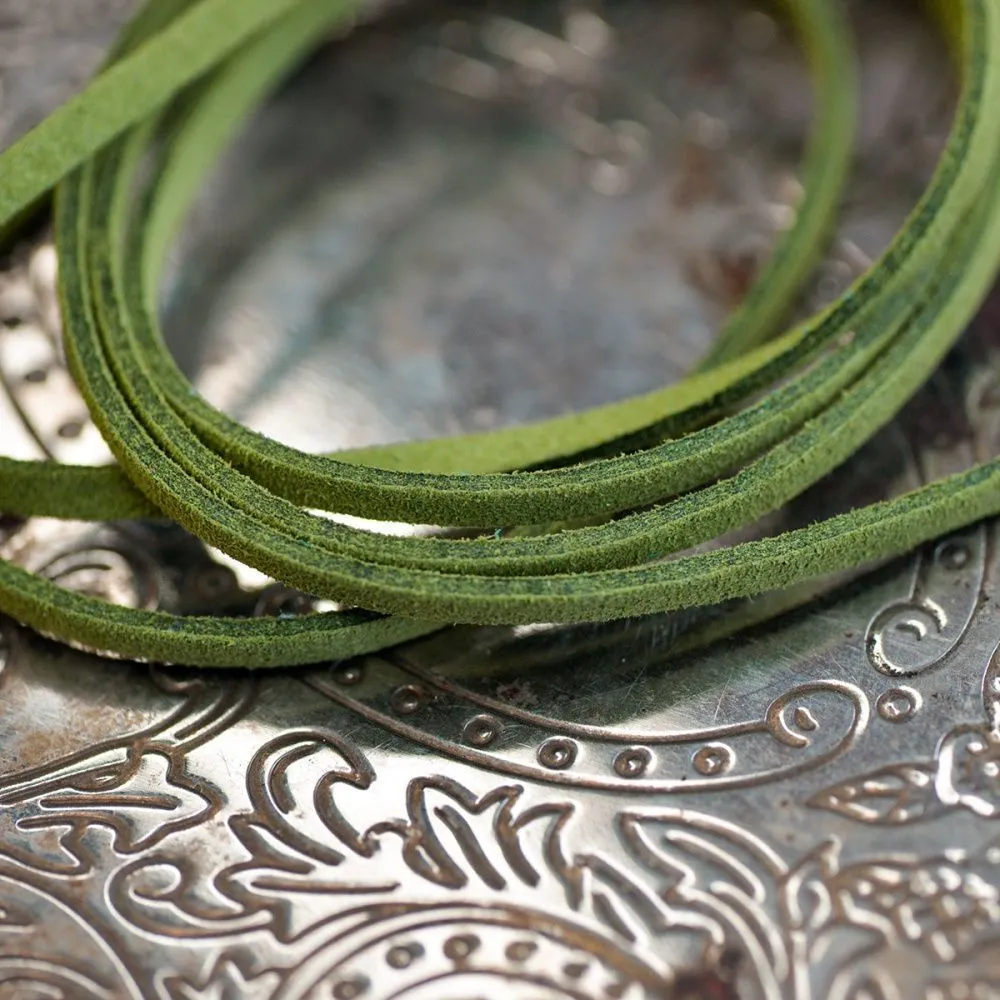 шнур из искусственной замши, светло-зеленый, 3х1.5 мм