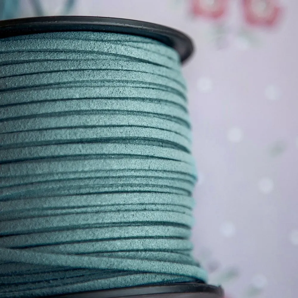 шнур из искусственной замши, зелено-голубой, 3х1.4 мм