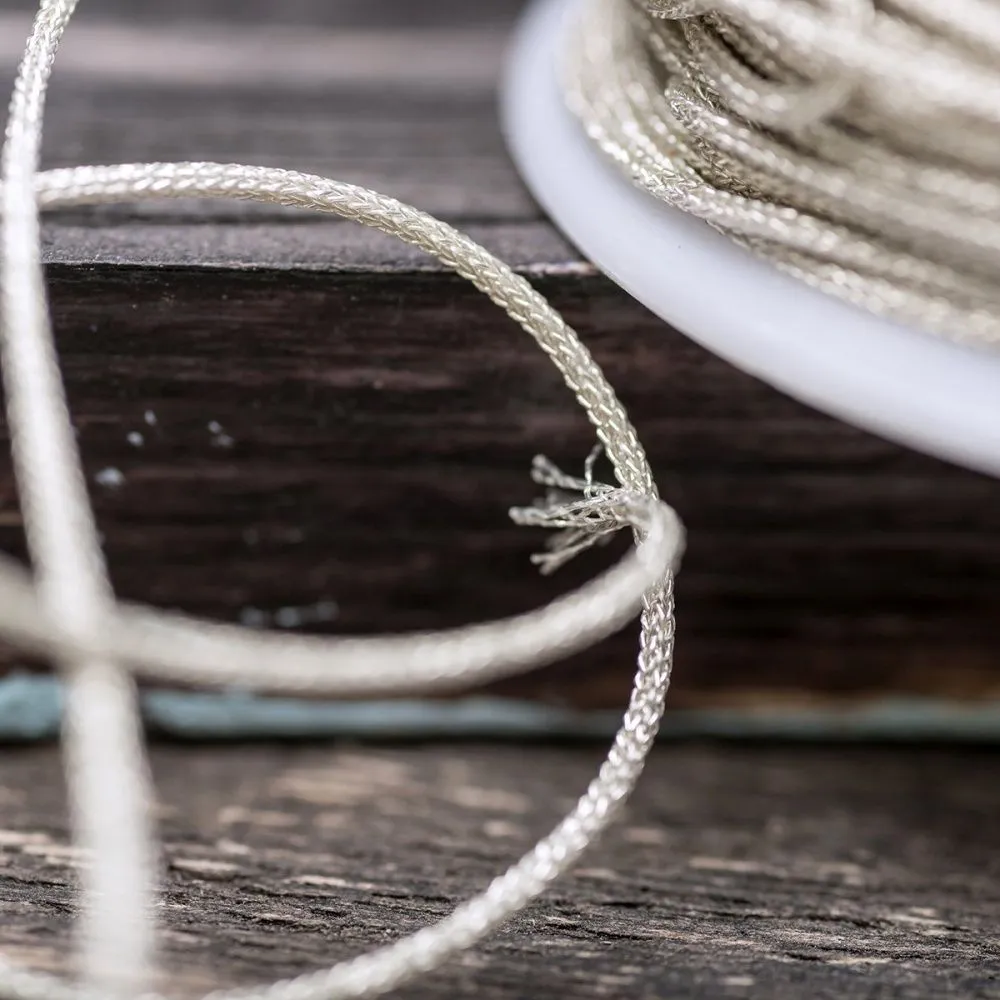 шнур нейлоновый, металлик, цвет серебро, 1 мм