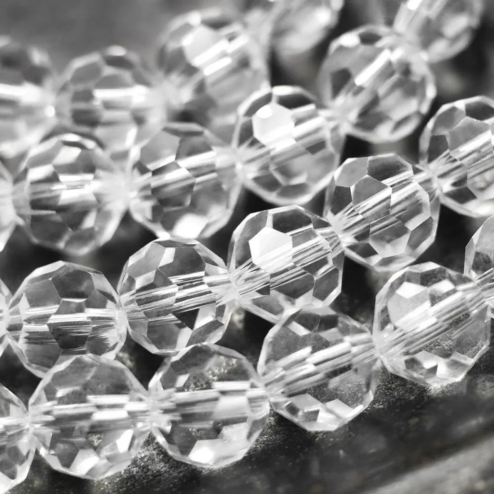 бусина, стекло 10, граненая, цвет прозрачный, 10 мм