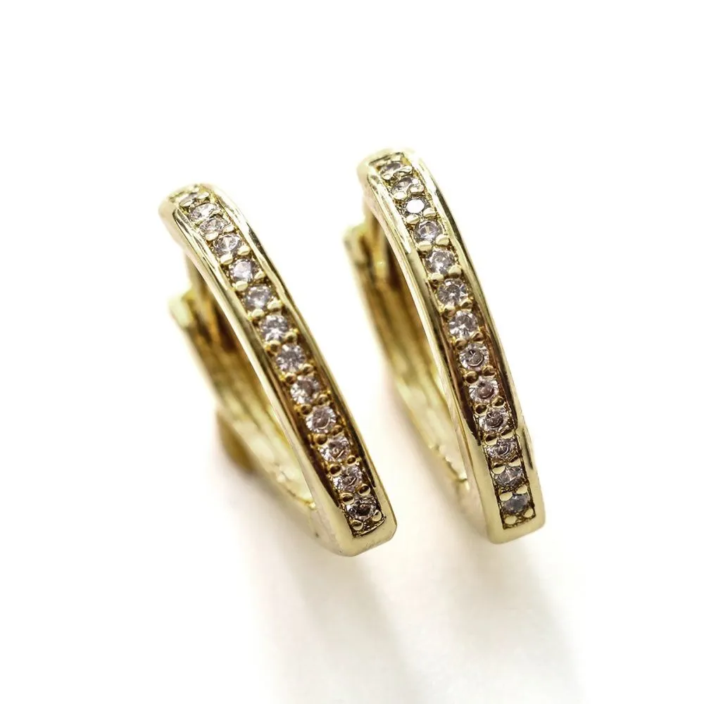 швензы "версо", с цирконием, позолоченные, 16x14x2.5 мм 