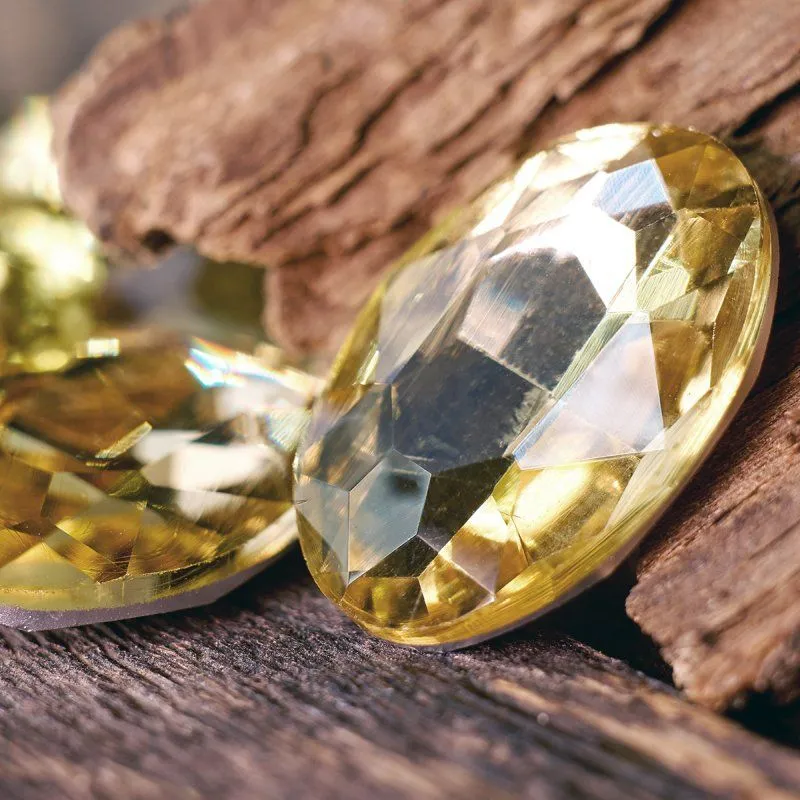 кабошон стекло кристалл, овальный, цвет jonquil, 25х18 мм